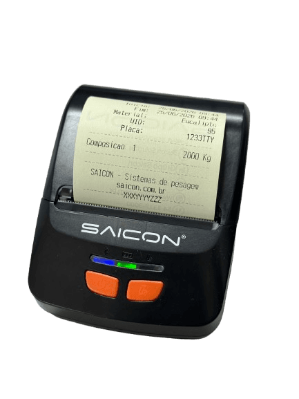 Impressora térmica Saicon emitindo ticket de pesagem